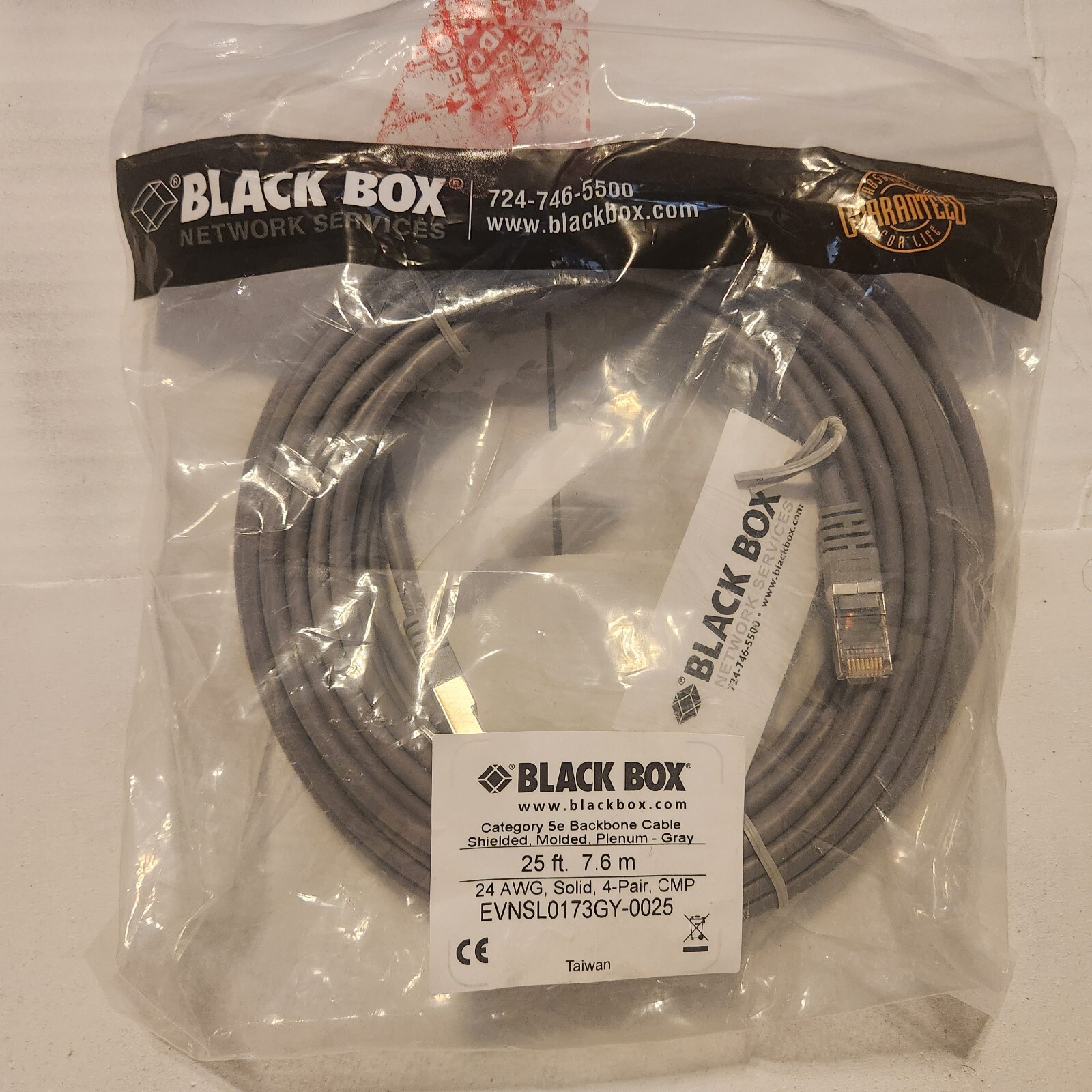 Black Box EVNSL0173GY-0025 CAT5e 100-MHZ Molded Boot Shielded Ethernet Cable