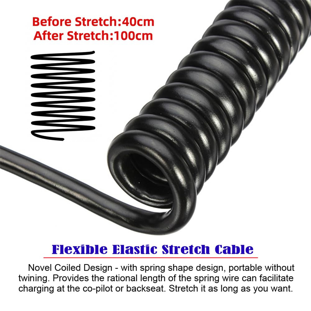 Stretch Coiled RJ45 Cat6 8P8C UTP Male to Male Cable LAN Ethernet Network Patch