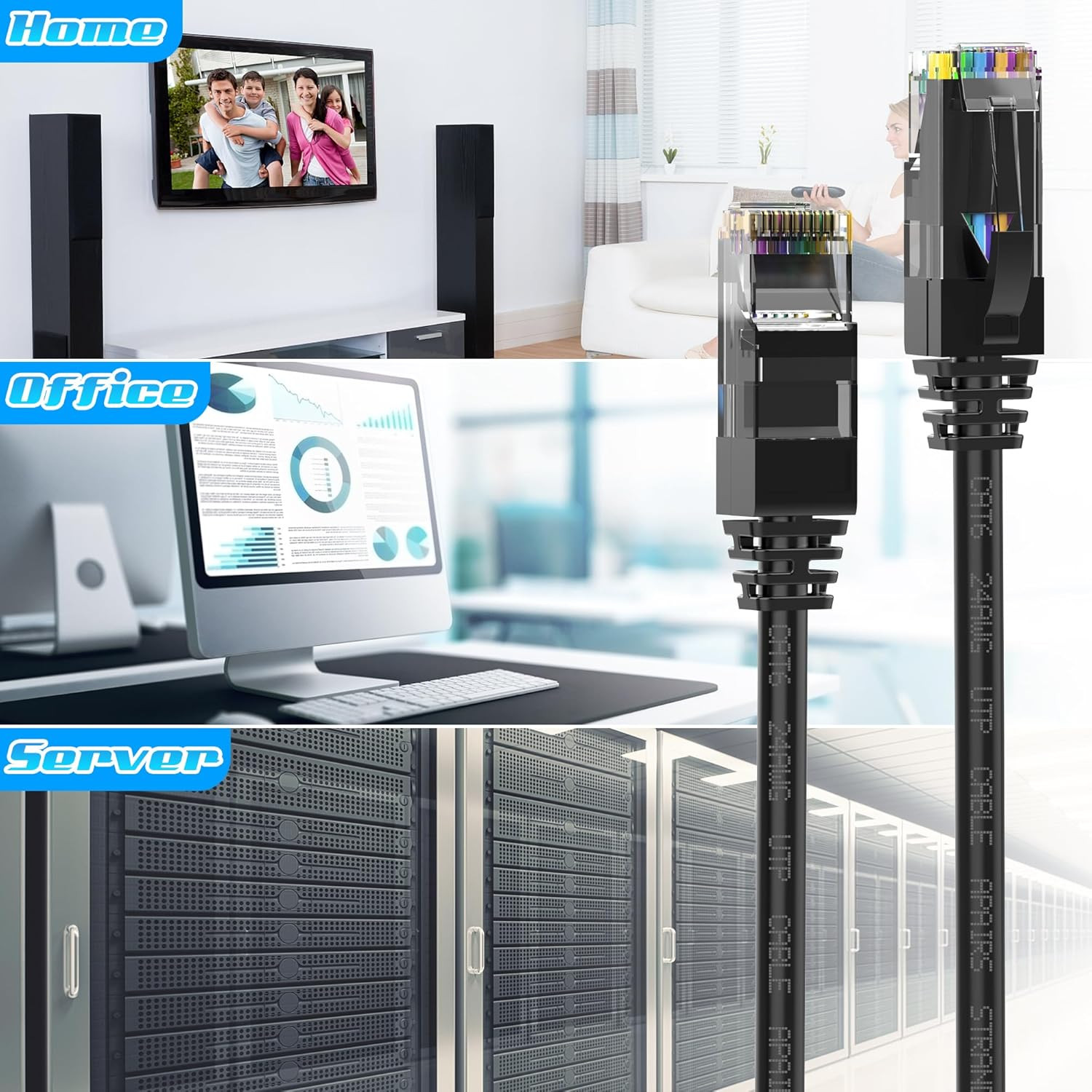150FT Cat6 Ethernet Cable Indoor Outdoor Network Patch Cord Poe + 25 Cable Ties