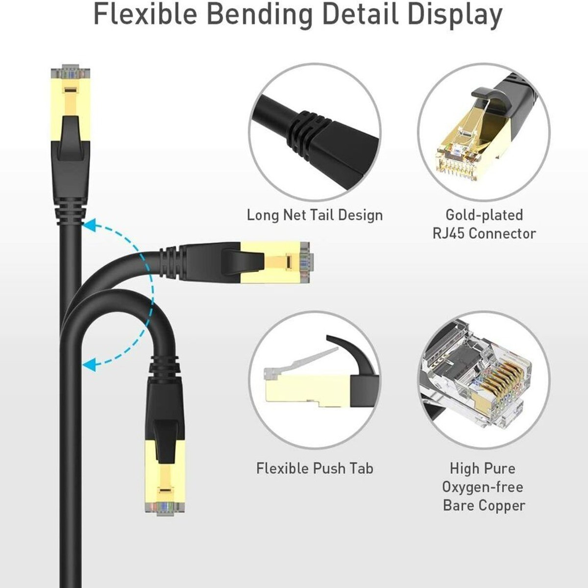 Cat 8 High Speed Ethernet Cable, Waterproof, 1PC