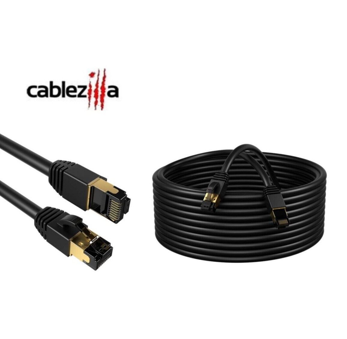 Cat8 SFTP High Speed Ethernet Patch Cord 2GHz LAN Wire 0.5FT- 75 FT Black Lot