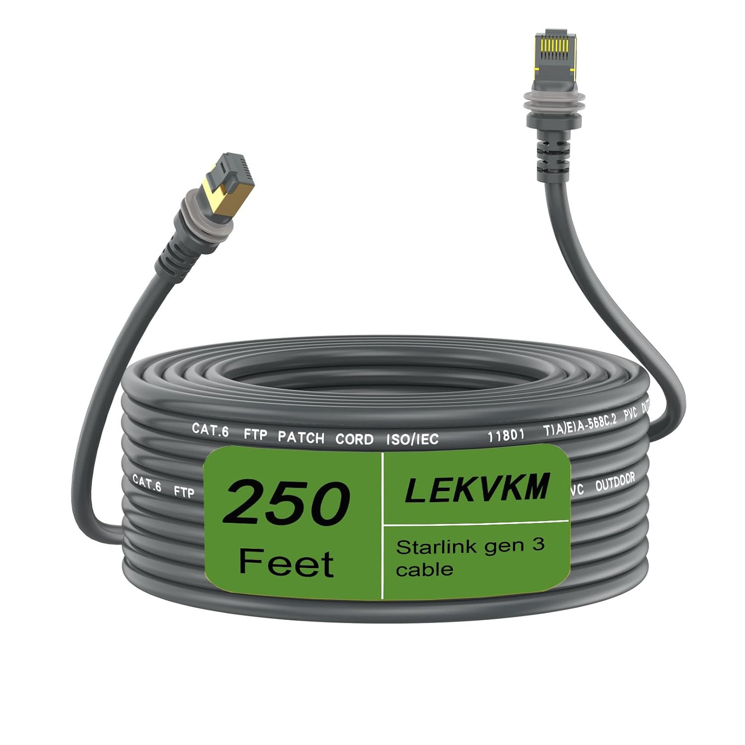 Starlink Gen 3 Cable 250 Ft, Waterproof Replacement Cable for Starlink Rectangul