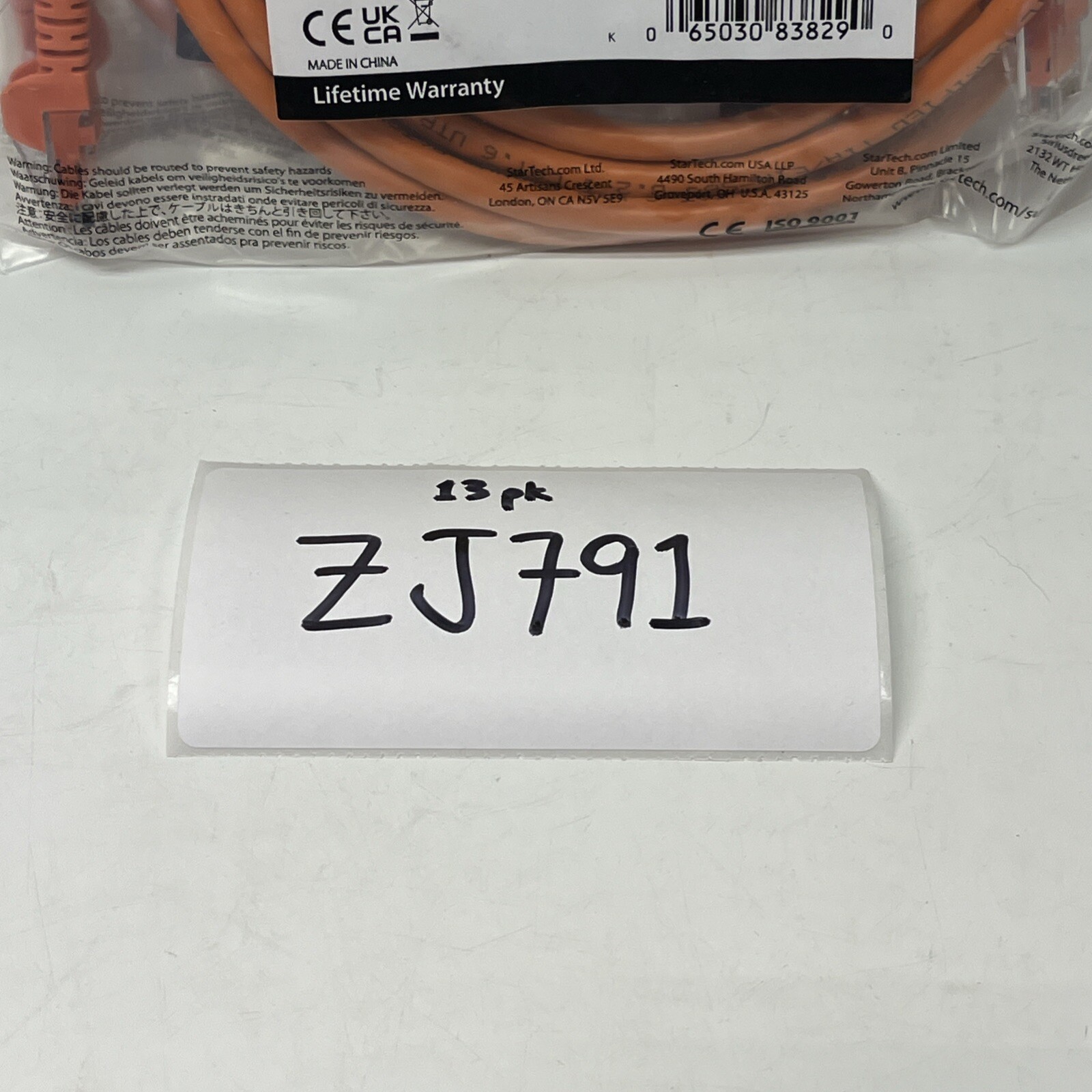 13pk StarTech N6PATCH7OR Cat6 Patch Cable Snagless RJ45 7ft Orange | USA Seller