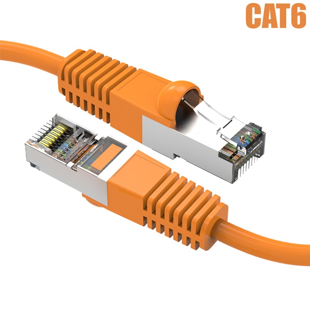 0.5FT Cat6 RJ45 Network Ethernet Router SSTP Shielded Patch Cable 26AWG Orange
