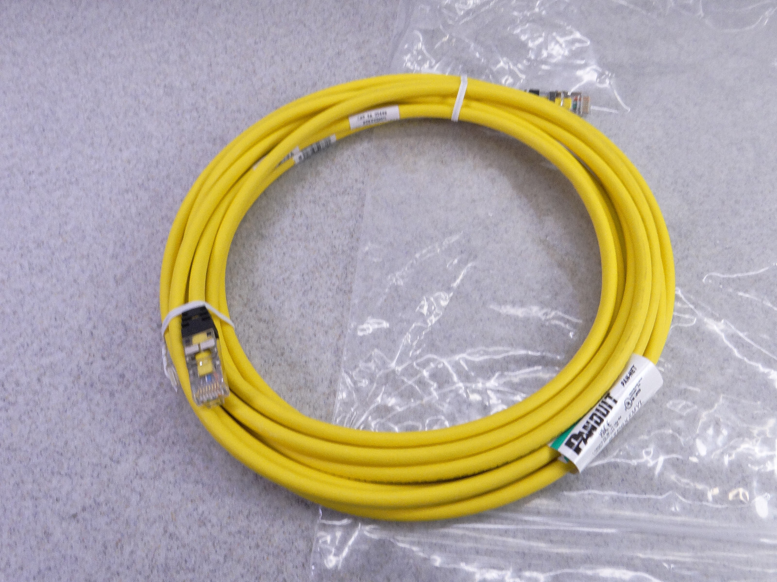 PANDUIT STP6X5MYL CAT6A SHIELDED PATCH CORD CABLE, RJ45, YELLOW, 5-METER