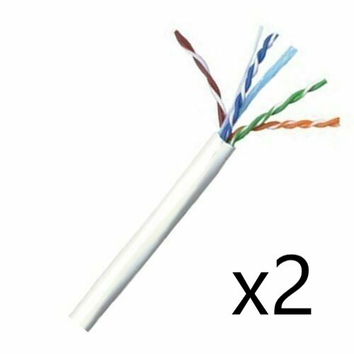 Lot of 2 – CAT6E Ethernet 550MHz CMR Cable White 1000FT 23 AWG COPPER