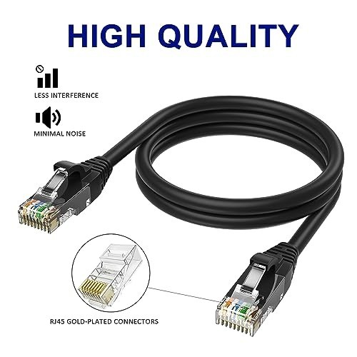 Cat6 Ethernet Cable 150FT Black Indoor Outdoor RJ45 High Speed Network LAN Cord