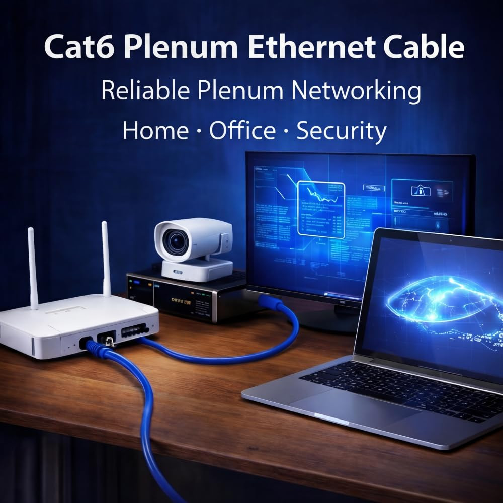 Cat6 Plenum Ethernet Cable 1000Ft (305M) – 23AWG Solid 100% Pure Copper UTP CMP