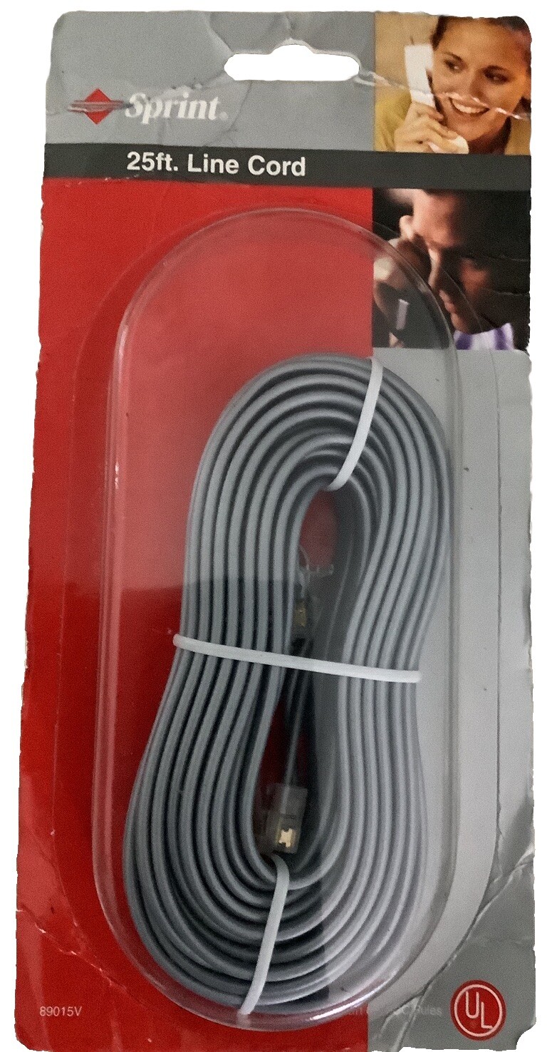 TELEPHONE CORD 25 ft Sprint Model 89015V Line C SilverPhone Home Connection New