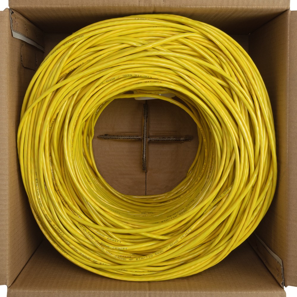 CAT5e 1000FT UTP Cable Solid 24AWG Yellow Network Ethernet LAN Bulk Wire RJ45