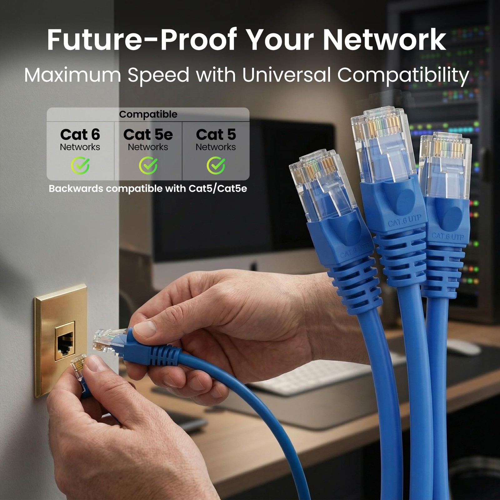 GEARit Cat 6 Ethernet Patch Cable 10 ft Blue (10 Pack) – Cat6 Patch Cables 10ft