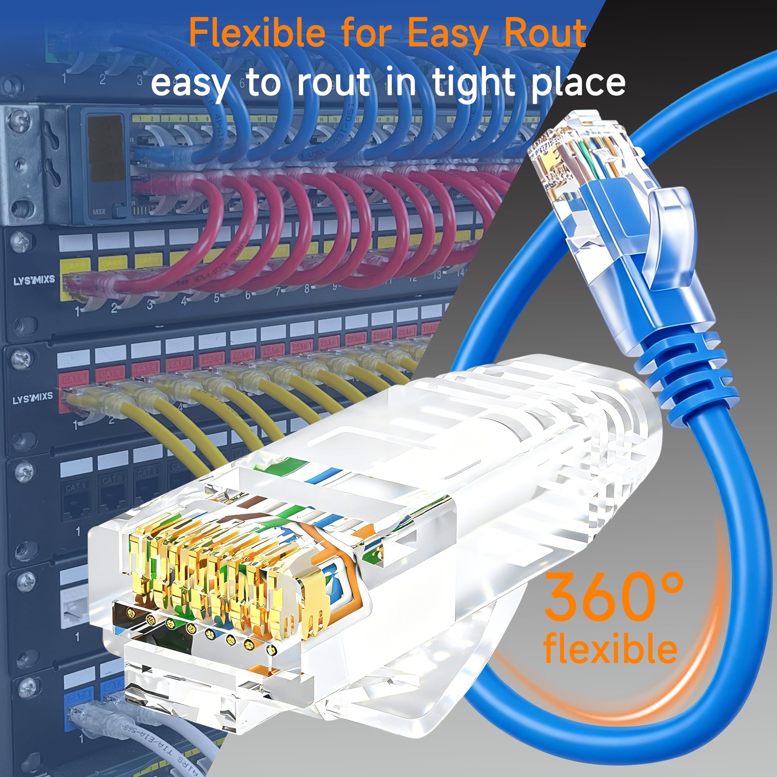 Blue Cat6 Ethernet Patch Cable 1 Ft 10 PCS 10G Network Cord Data Center