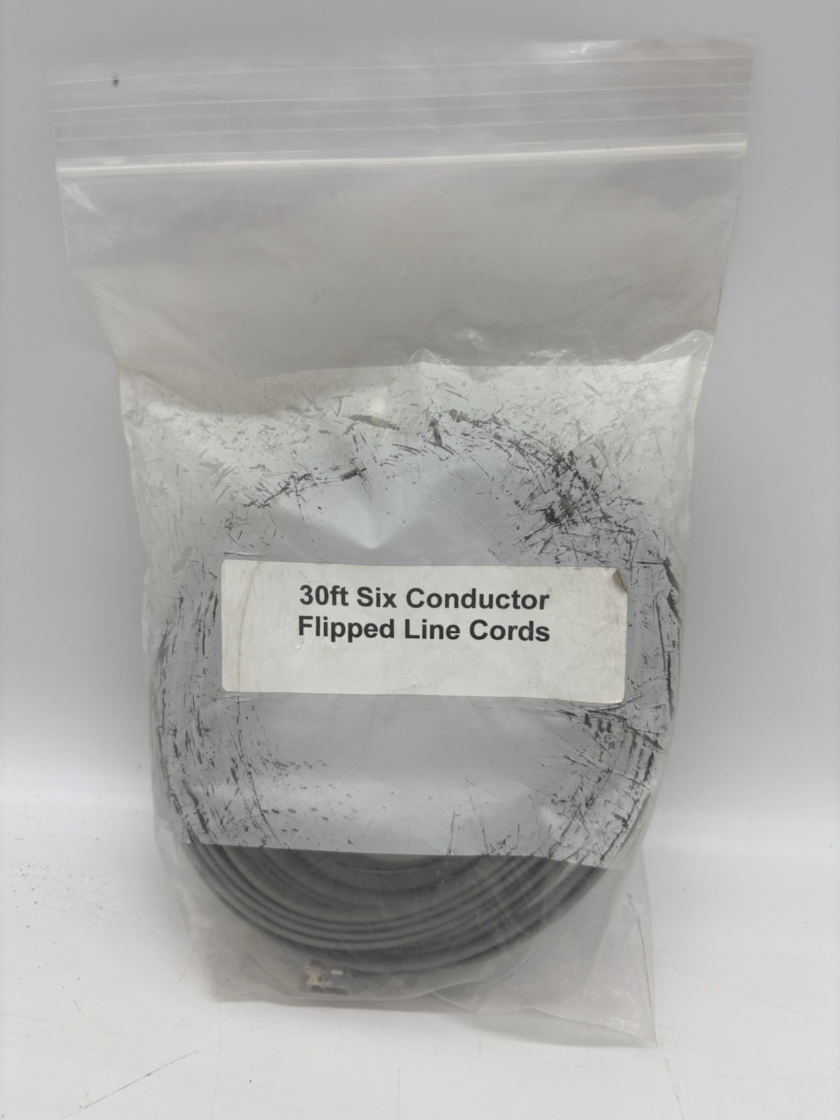 30′ ft Six Conductor Flipped Line Cords Gray 6 Conductor Reverse Telephone Wire
