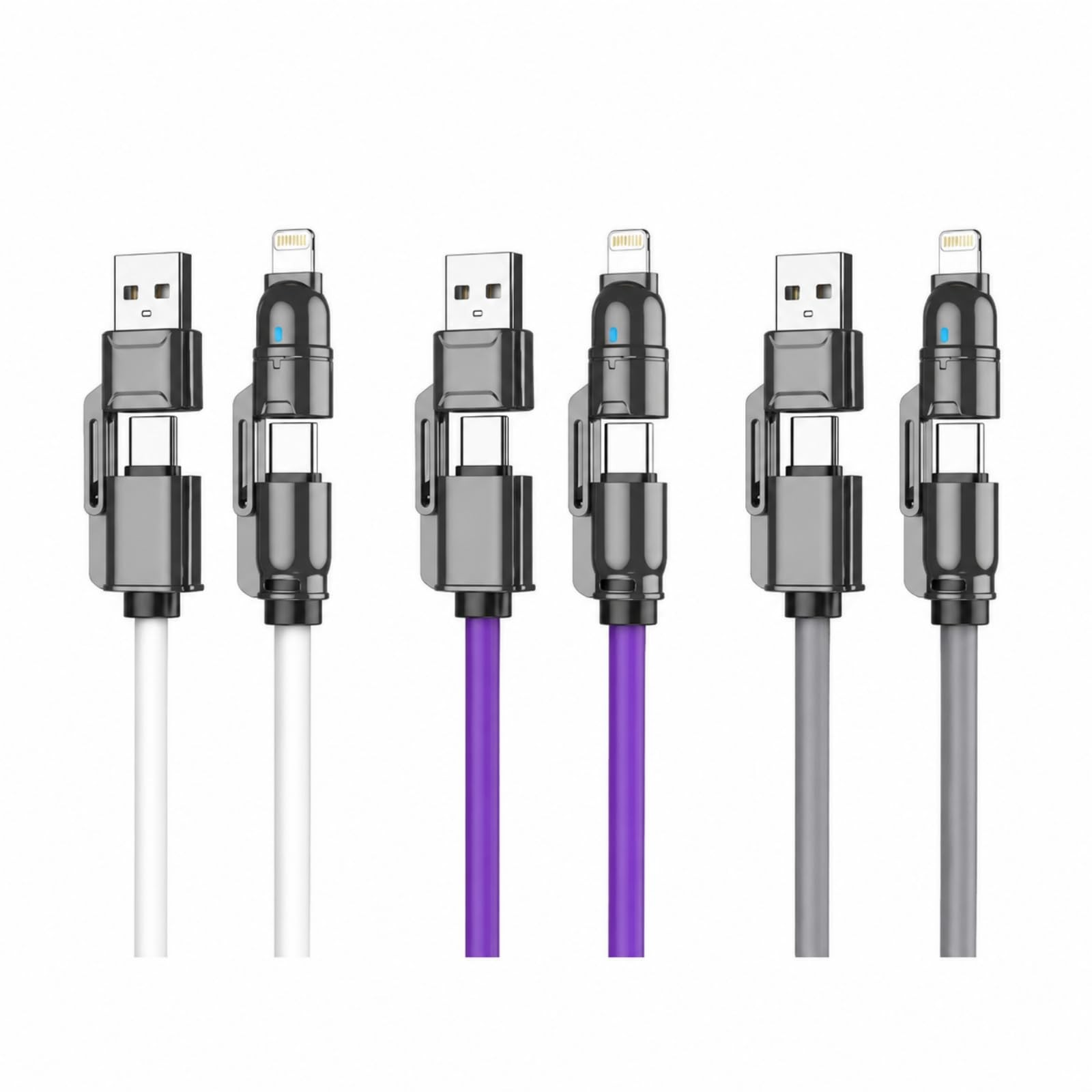 240W 4 in 1 USB Charging Cable Multi Fast Charge Compatible Universal Grey