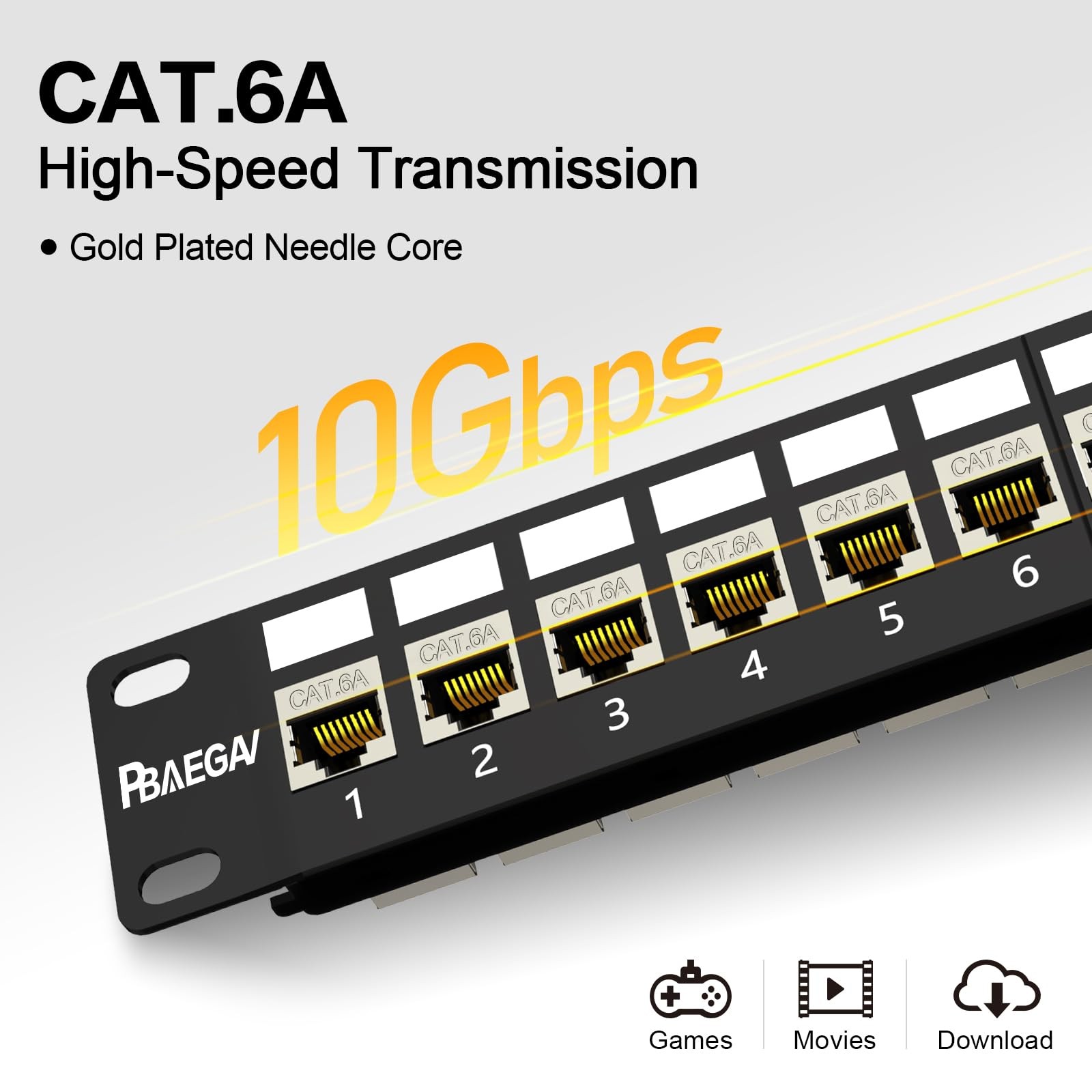 Patch Panel 24 Port Cat6A Keystone Jack STP 10G 1U Network 19 Inch Cat6 Cat5e