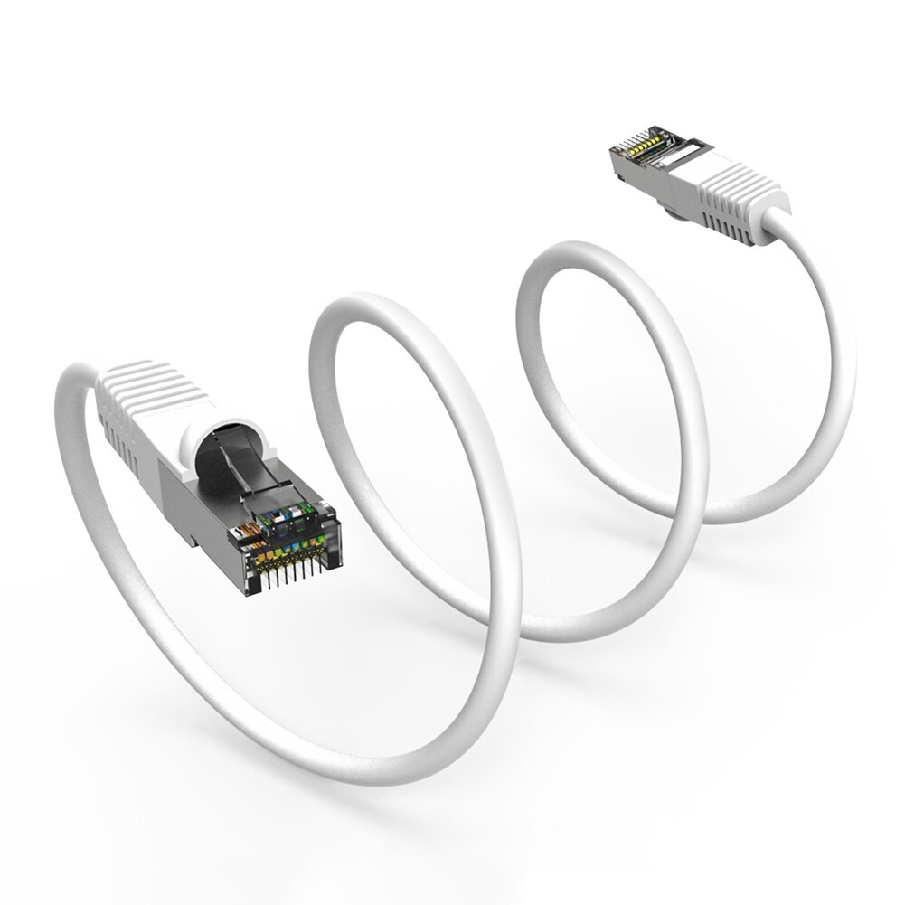 1FT Cat6 RJ45 Ethernet LAN Network SSTP Shielded Patch Cable Copper 26AWG White