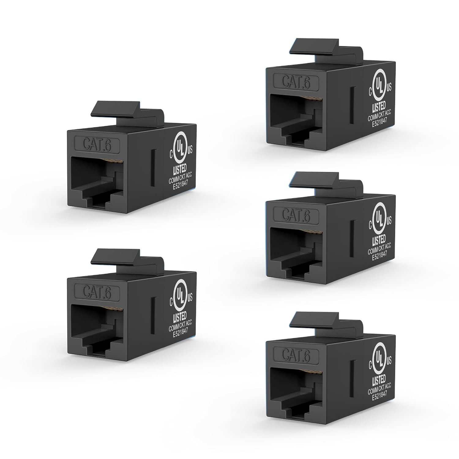 Fast 1 Gbps RJ45 Keystone Coupler Set – 5 Female-to-Female Ethernet Connectors
