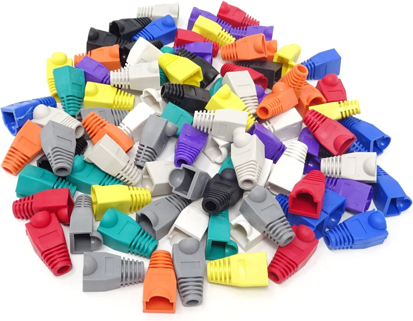 100 Pack Cat5E Cat6 RJ45 Ethernet Network Cable Strain Relief Boots Plug Cover