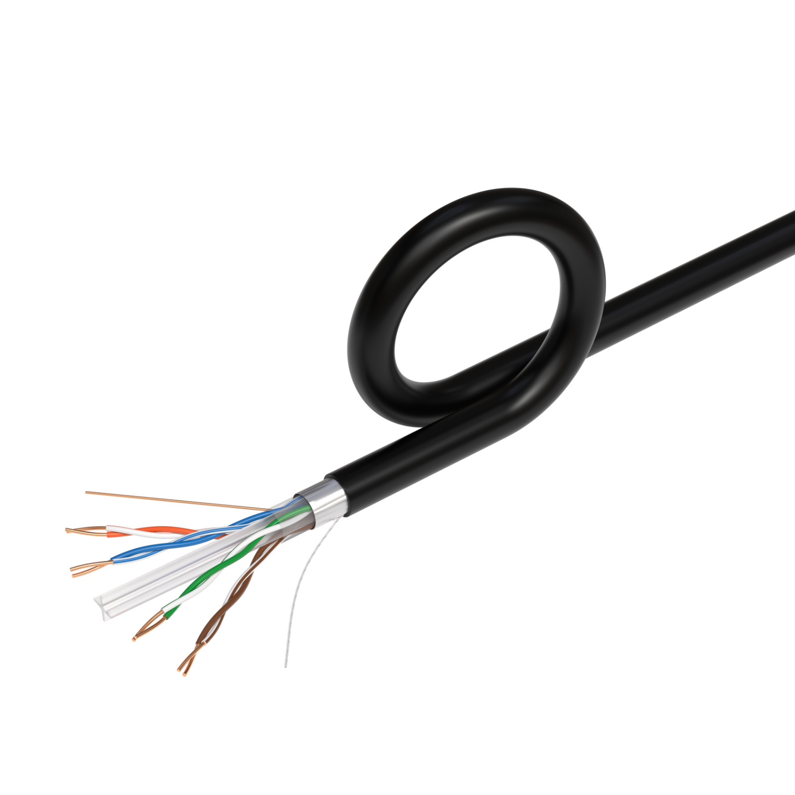 1000ft Shielded Cat6 Network Cable Outdoor Direct Burial 23AWG Bulk Ethernet FTP