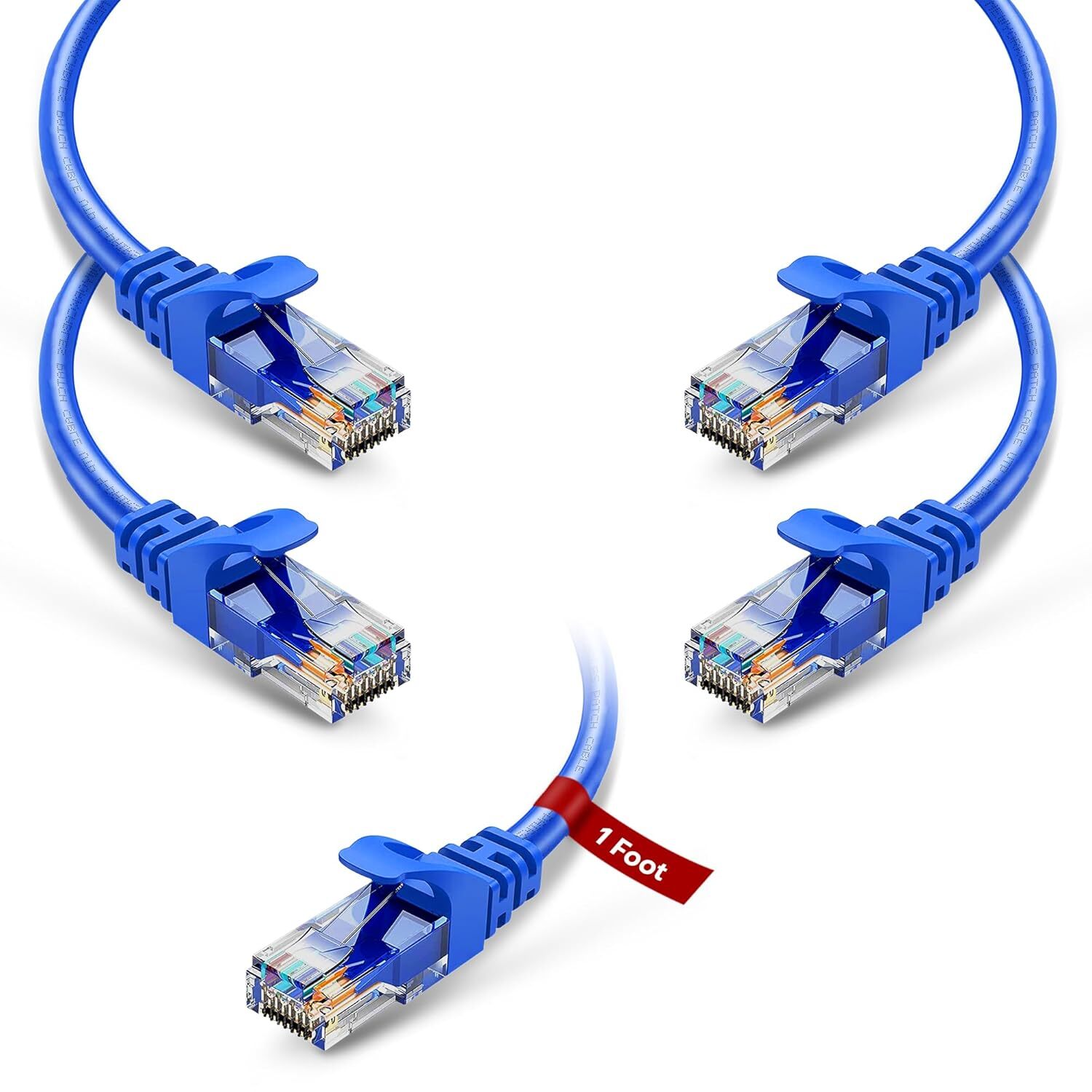 Cat6 Patch Cable 1ft RJ45 Ethernet Pure Copper – 5 Pack
