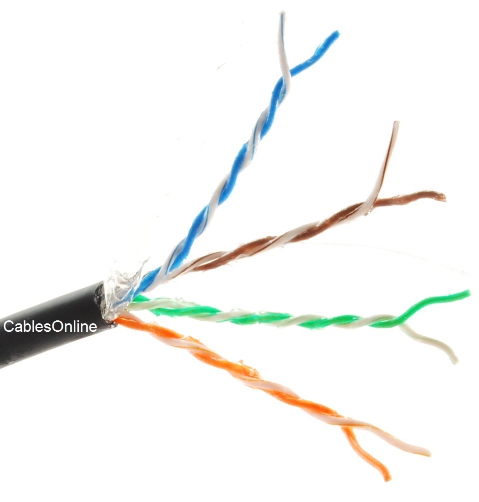250ft CAT6 23-AWG Pure Copper Direct Burial Outdoor Gel Filled Bulk Cable, Black