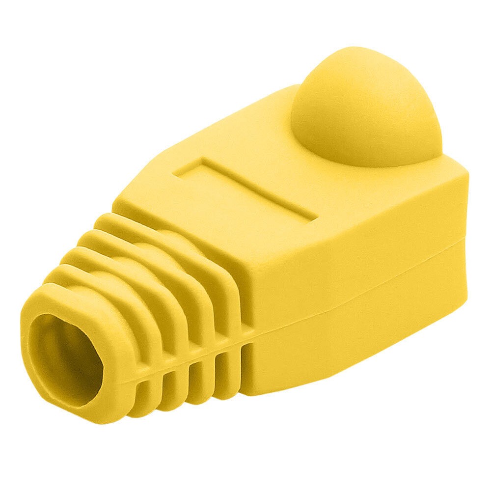 100 Pack RJ45 Boots Yellow Cat5e Cat6 Ethernet Cable Strain Relief Boot Snagless