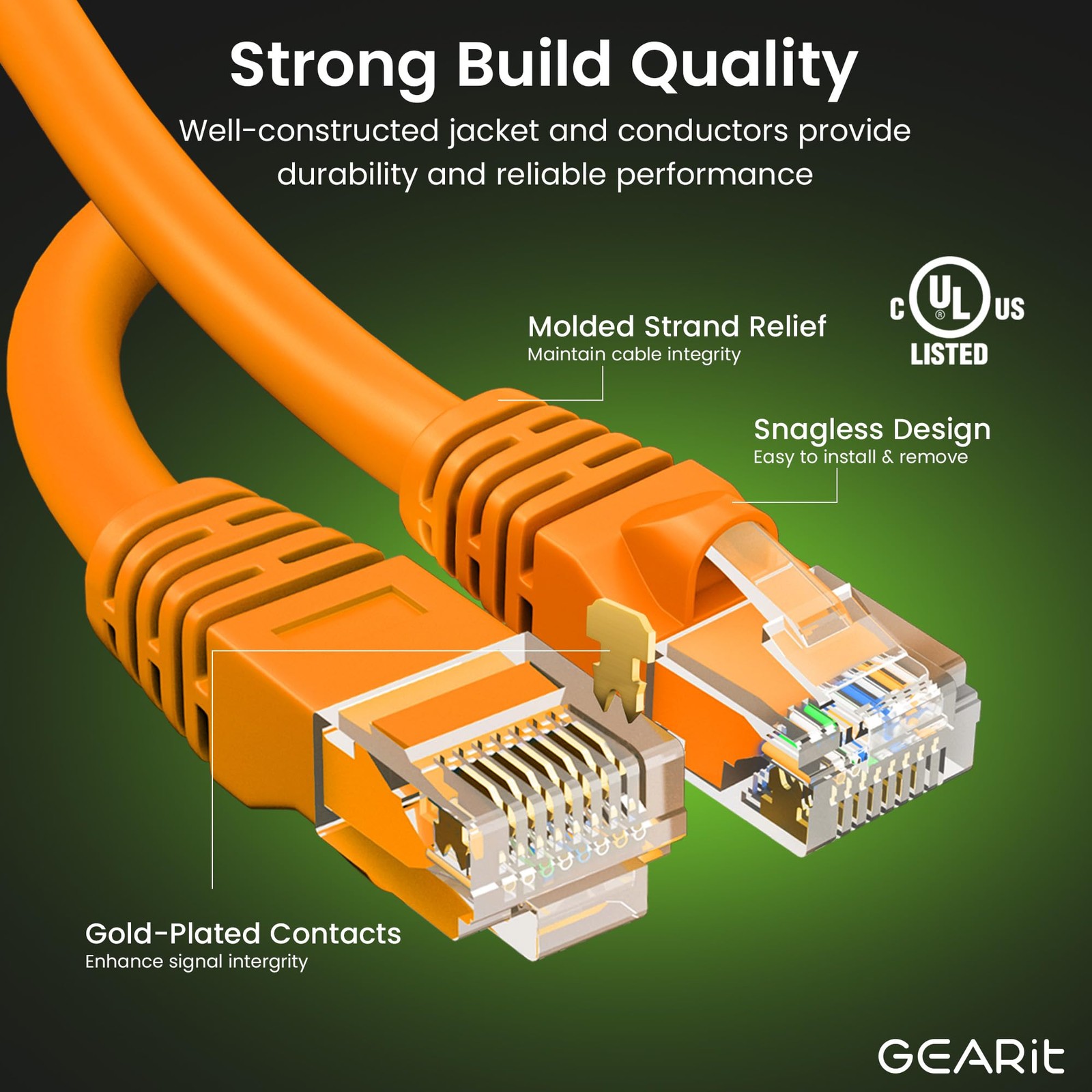 20 Pack 1 ft Orange Cat 6 Ethernet Cable 10Gbps RJ45 Snagless Network Cord