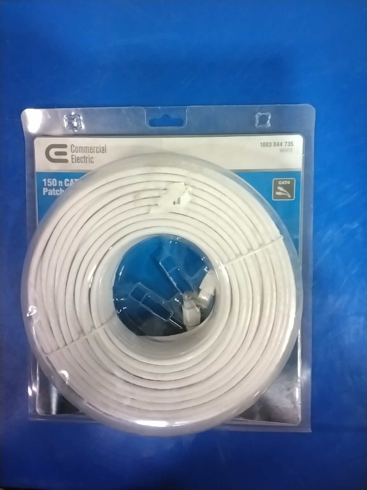Commercial Electric 150 ft CAT6 Ethernet Patch Cable White Gold RJ45 Male End