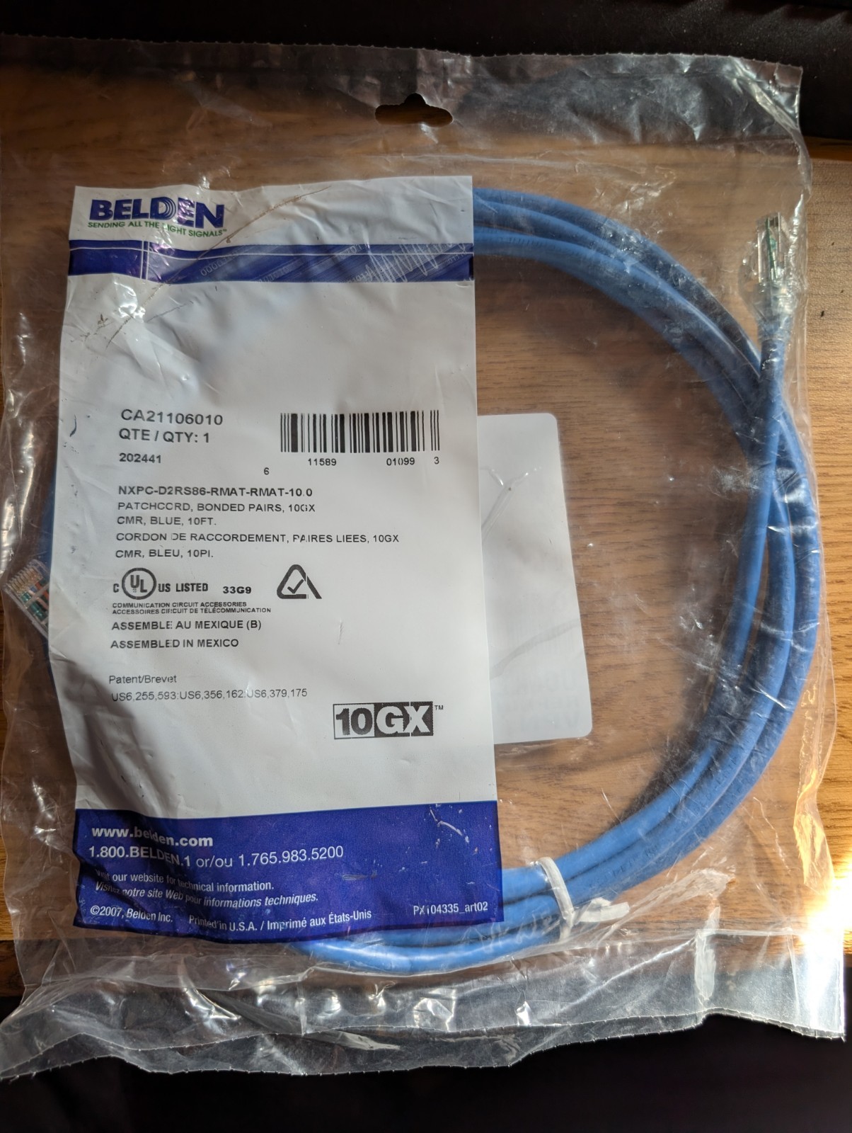 Belden CA21106010 10GX NXPC-D2RS86-R8AT-R8AT-10.0 Patch Ethernet Cord 10′