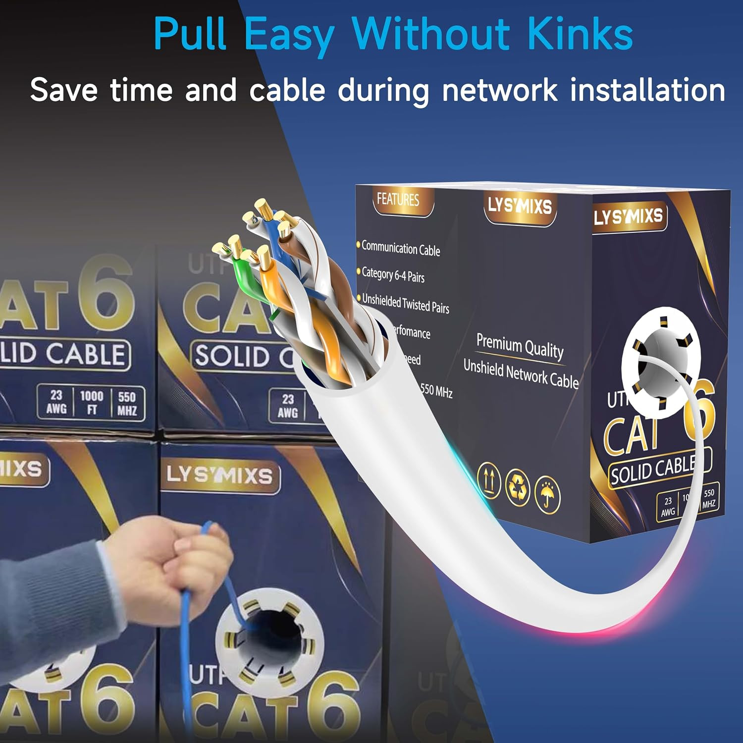 Cat6 Ethernet Cable 1000FT Channel Test Pass, Cat6 1000Ft Ethernet Cable 23AWG S