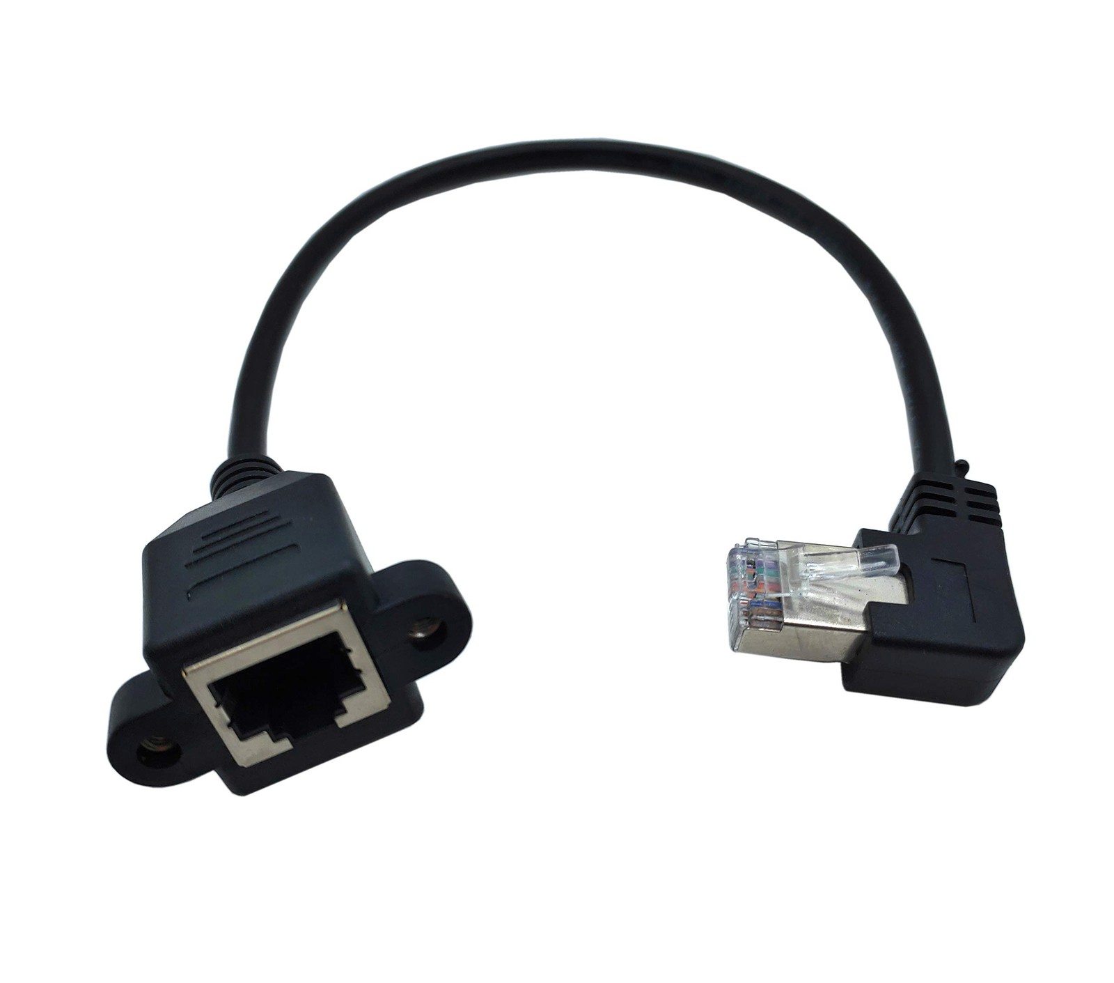 10 Inch CAT6 Ethernet Extension Cable RJ45 Male To Female 90 Degree Right