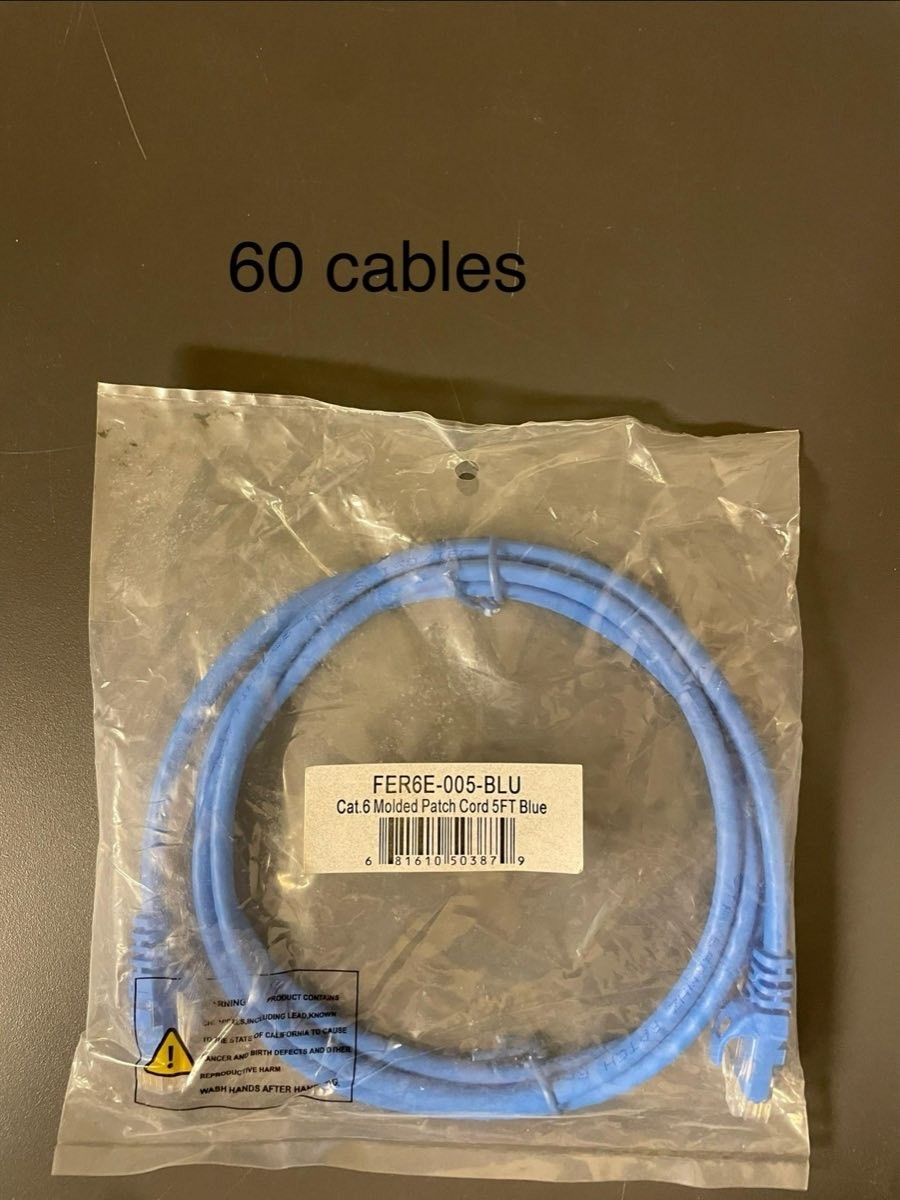 25x CAT6 Molded Patch Cable 5ft Blue RJ45 Snagless NEW Lot