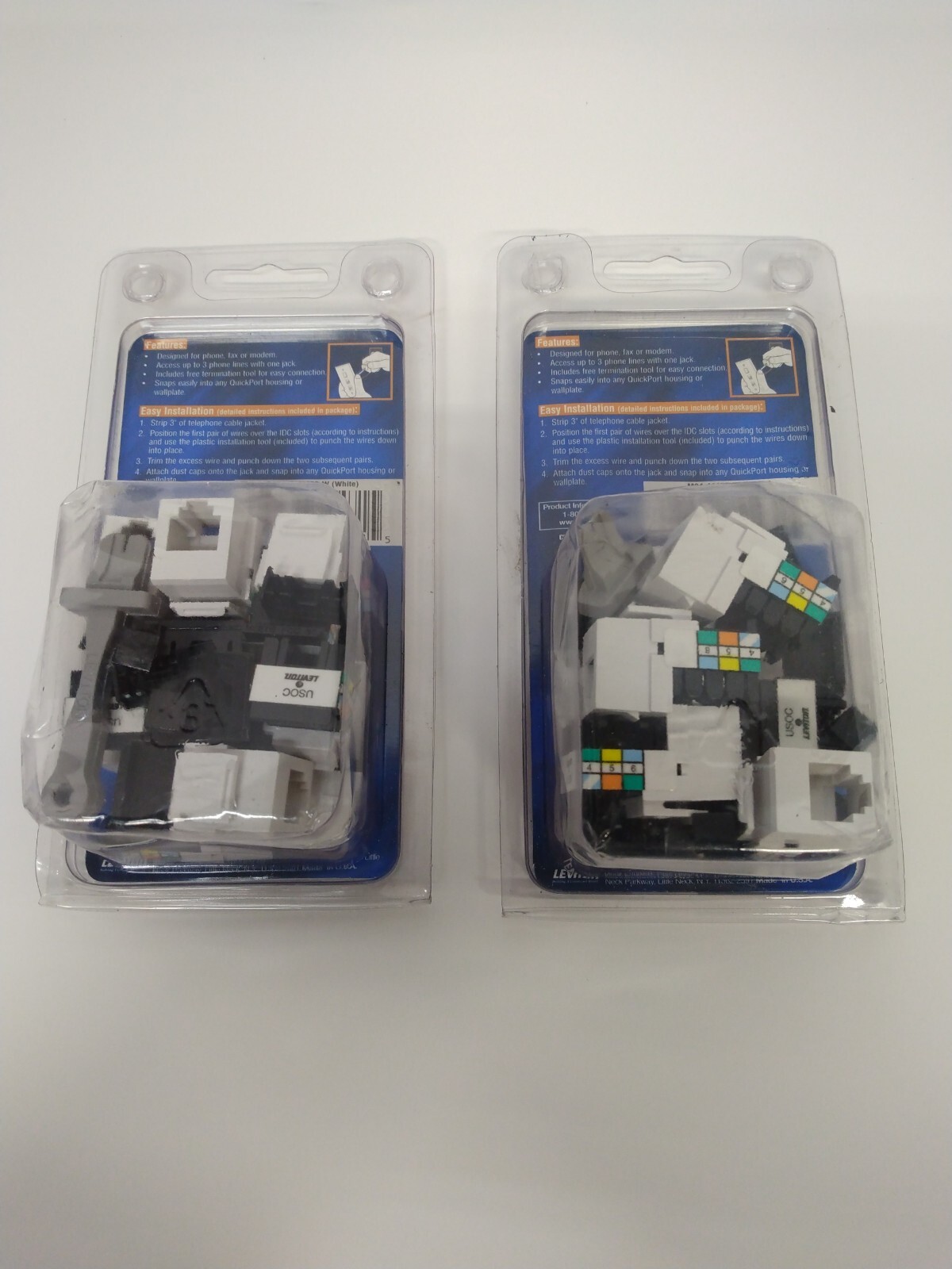 Lot of 2 ( 2x 10 Pack) Leviton Phone Voice Grade Jack Quickport M040-41106-White