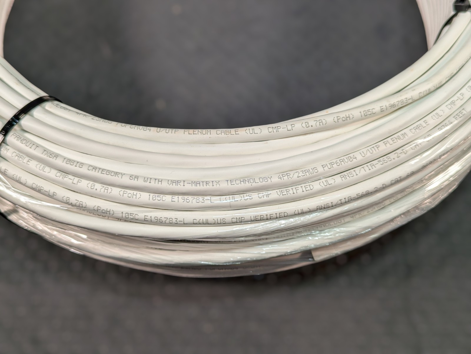 Panduit TX6A 10G Vari-Matrix, Plenum U/UTP, CMP Cat 6A, 4/23 AWG, White – 324Ft