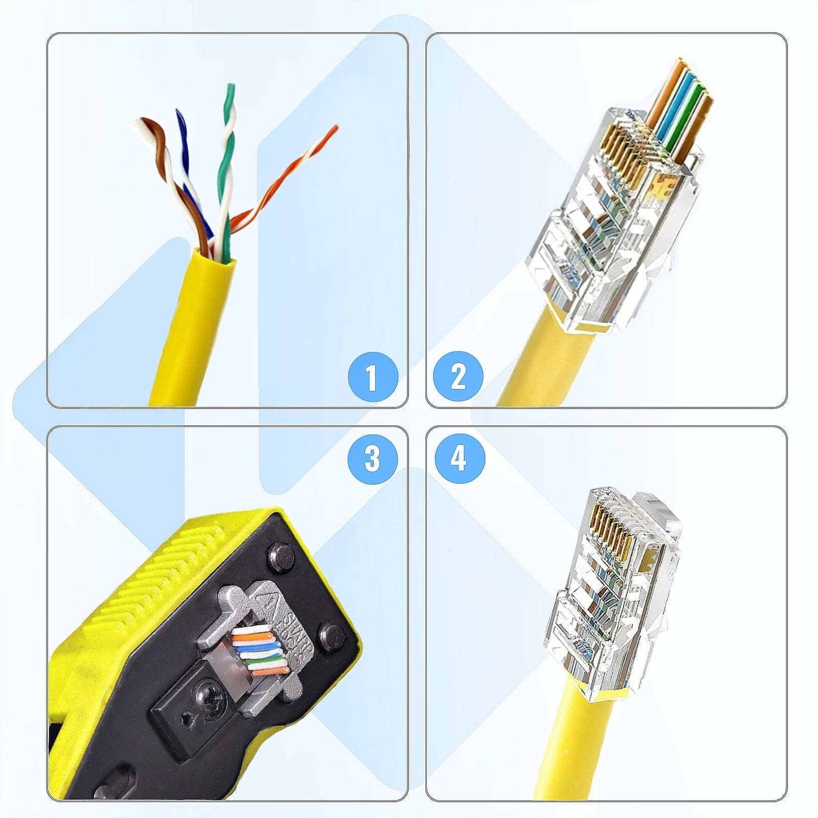 200 PCS Cat5e RJ45 Connector Pass Through Modular Plug Ethernet Male Easy