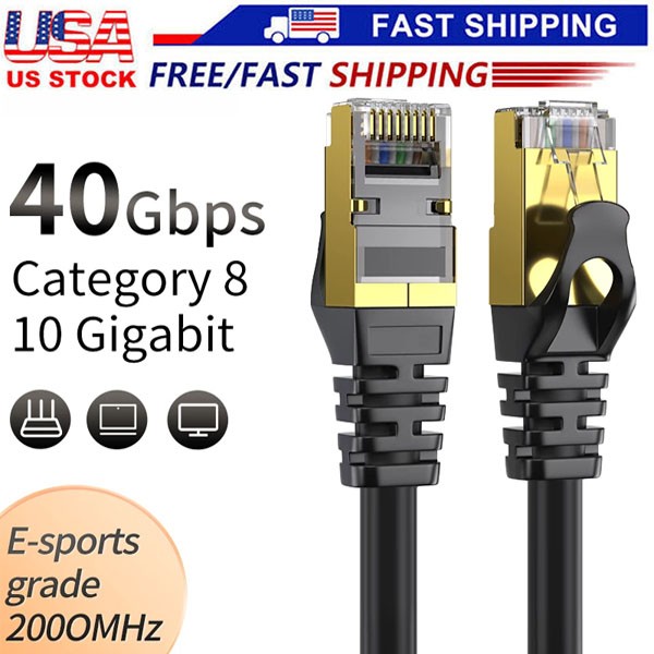 Cat 8 Ethernet RJ45 Cable Super Speed 40Gbps Patch LAN Network Gold Plated Lot