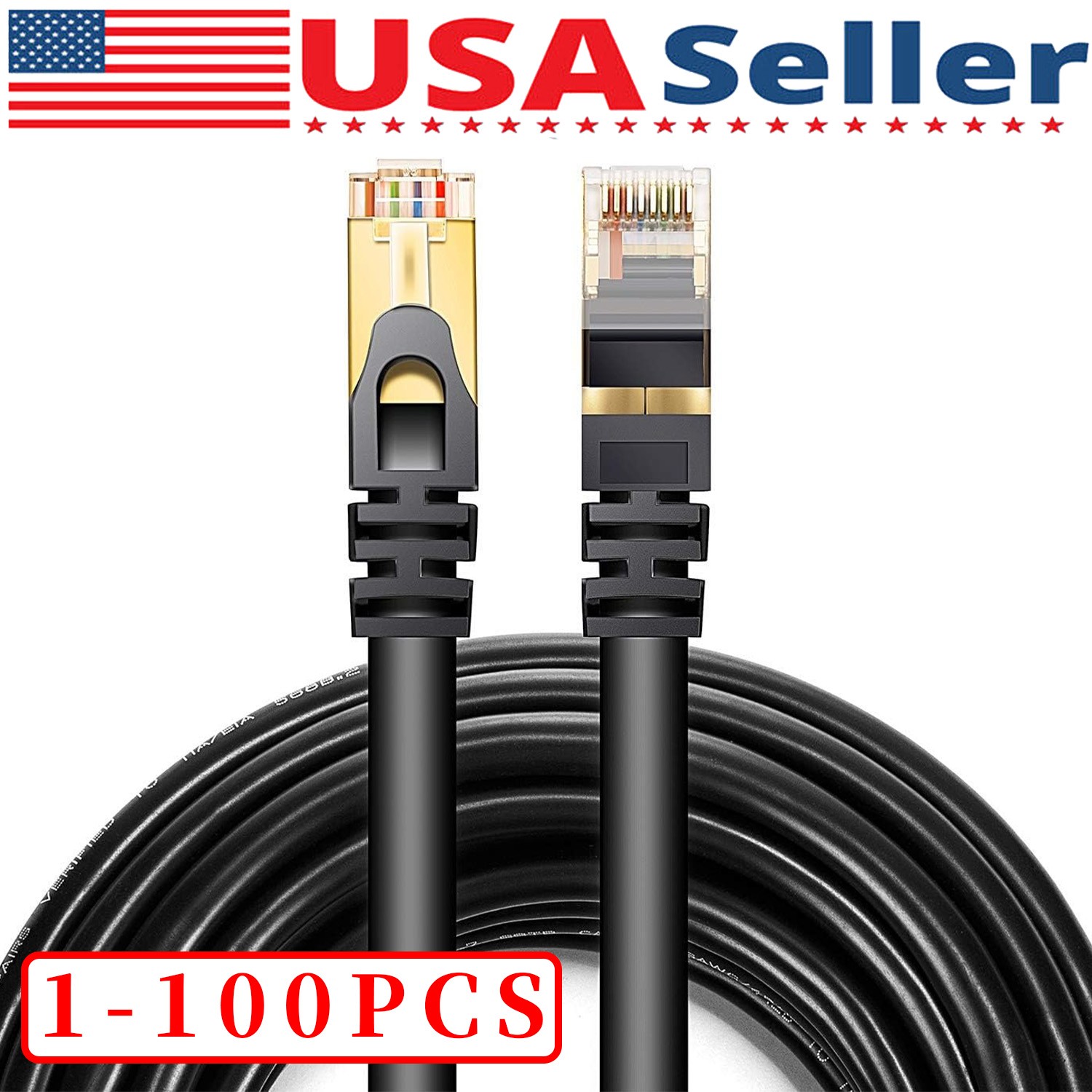 Cat 8 Ethernet RJ45 Cable Super Speed 40Gbps Patch LAN Network Gold Plated Lot