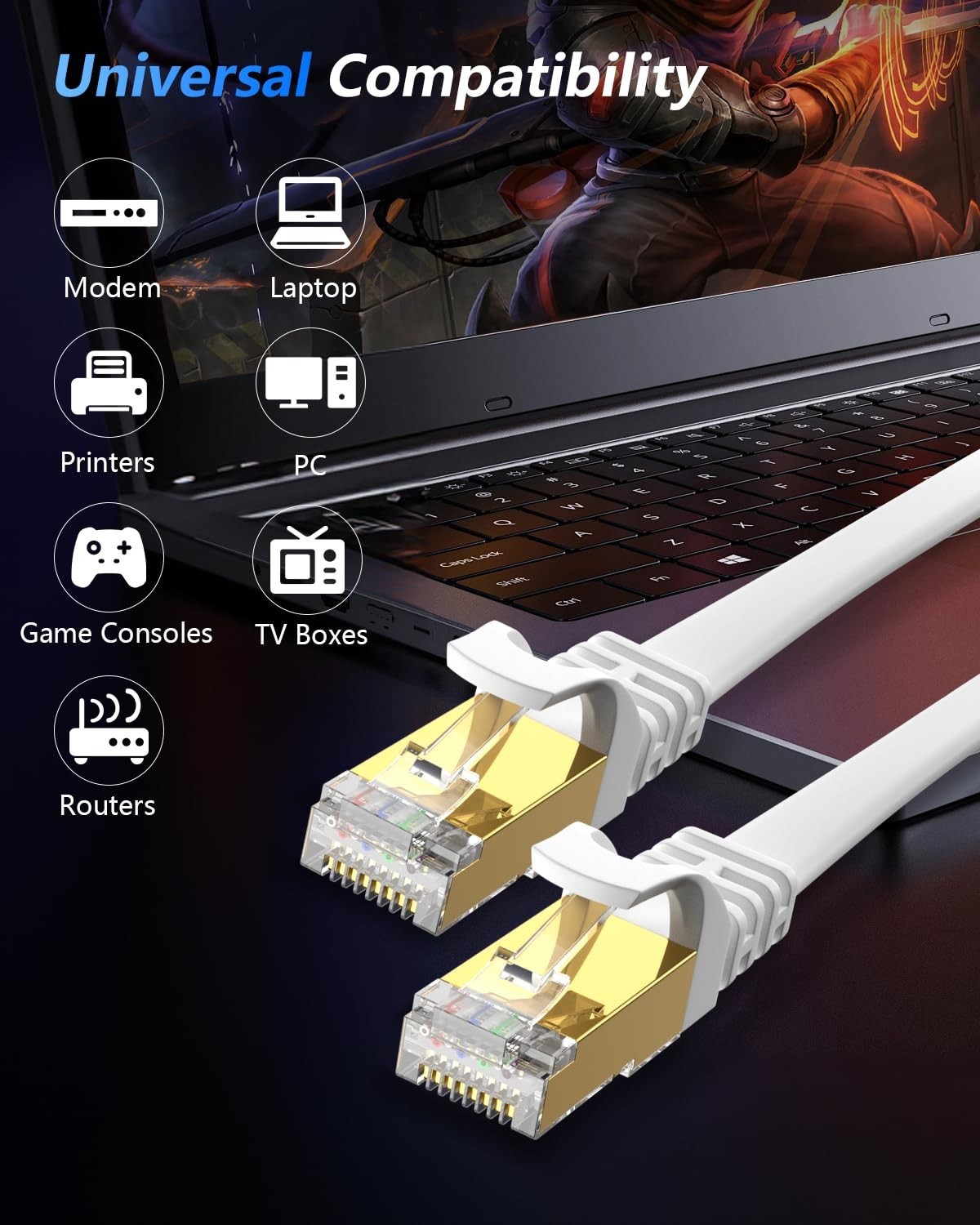 Cat 8 Ethernet Cable 200ft, 40Gbps High Speed LAN Network