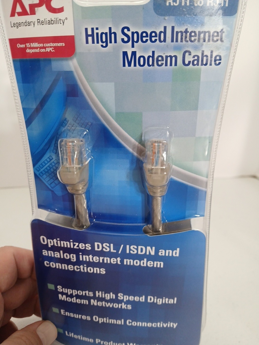 APC 15ft RJ11 to RJ11 High Speed Internet Modem Cable DSL ISDN Analog New
