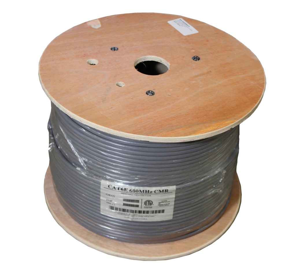 1000ft CAT6E Bulk Network Cable STP/CMR 550Mhz SHIELDED Solid Gray
