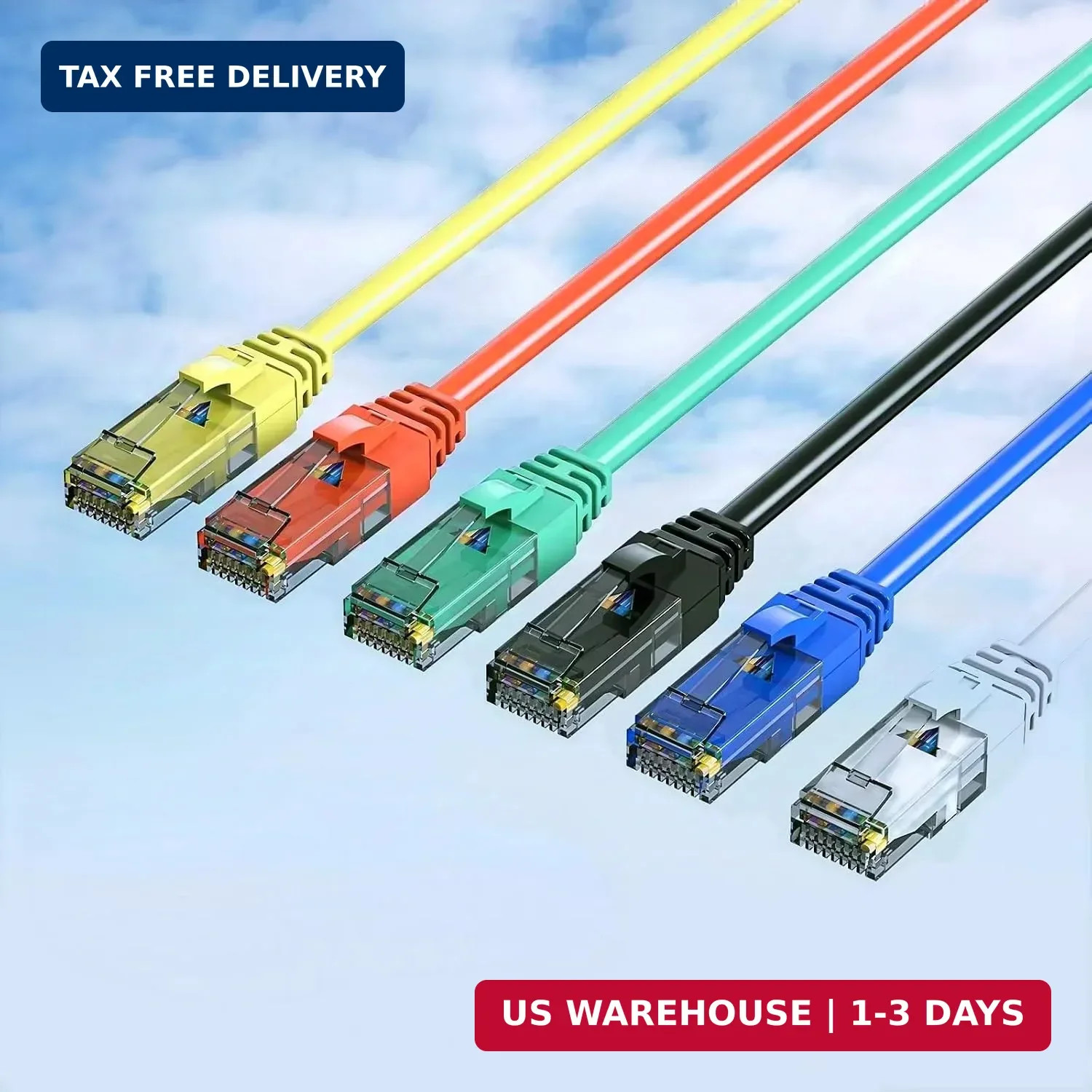 Cat6 Patch Cables 10 Feet (6 Pack), Cat 6 Ethernet Cable, 24AWG CCA, UTP Network