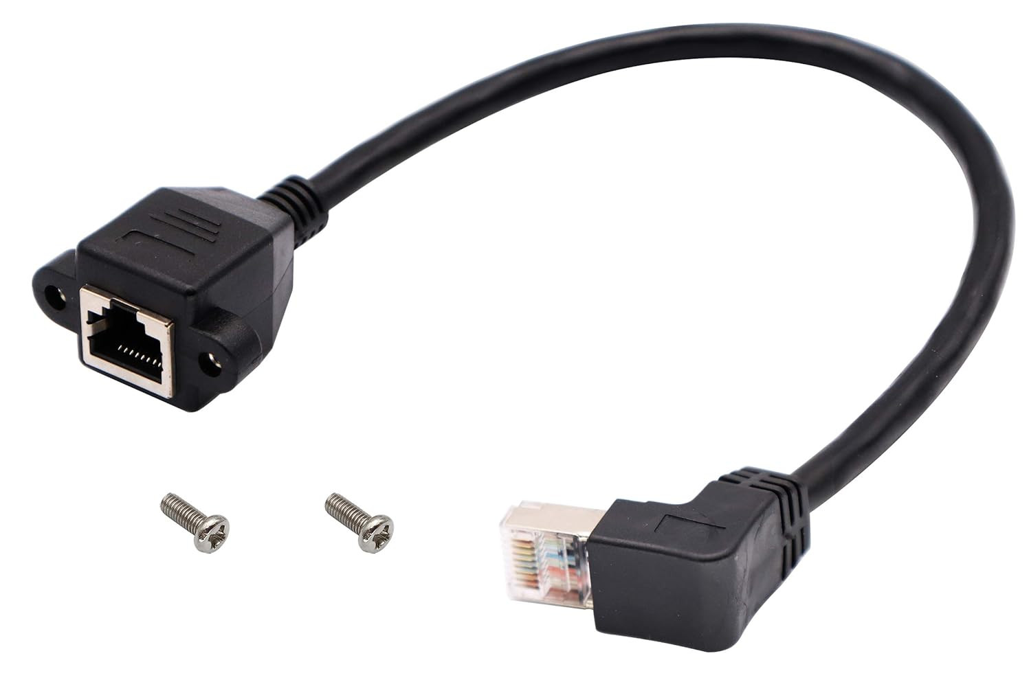 Cat 6 Ethernet Cable 90 Degree down Angle RJ45 Male to Female Shielded Ethernet