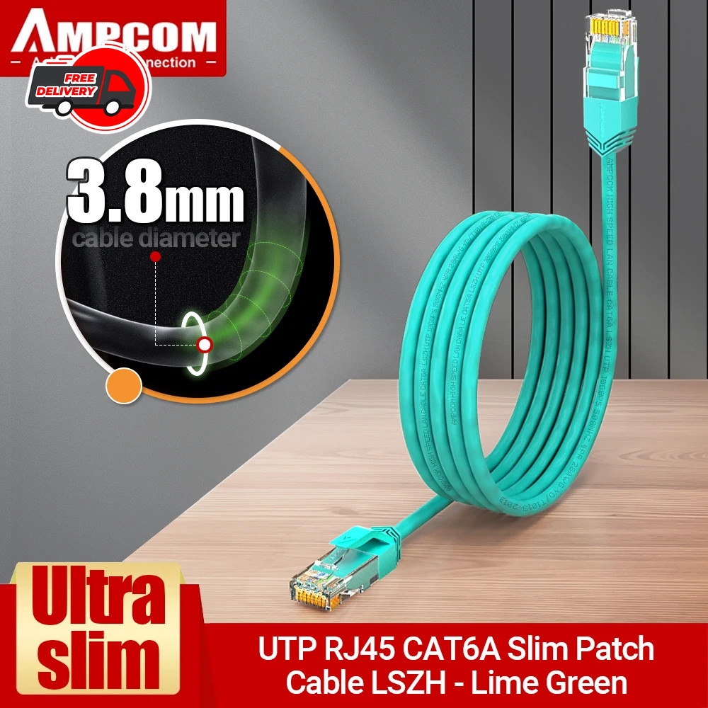 Cat6A Ultra Thin Ethernet Cable 3.8mm 10Gbps Network Patch Cord RJ45 UTP