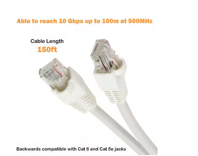 Commercial Electric 100ft. Cat6A UTP Patch Cable White 🔷