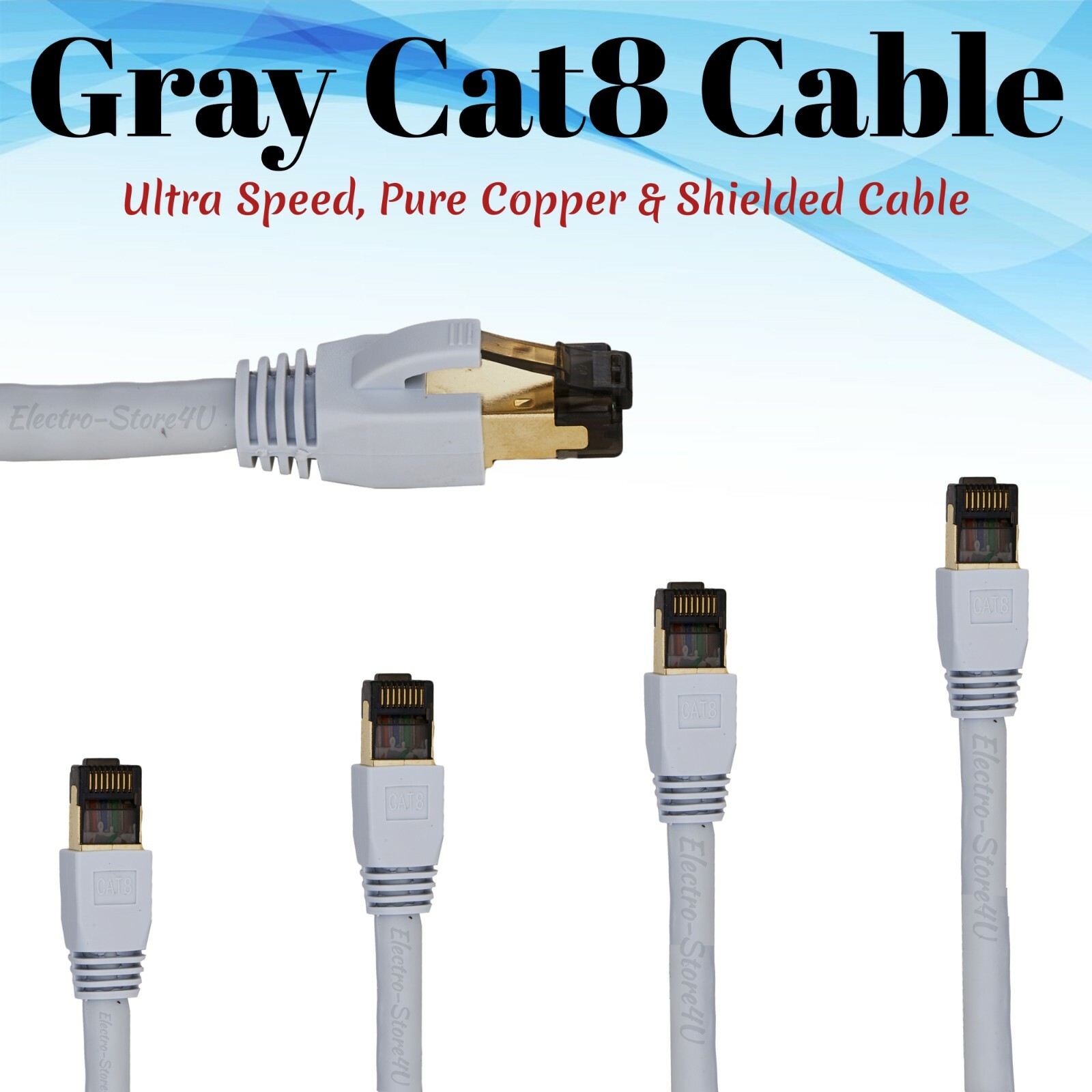 Cat 8 Ethernet Cable Gray RJ45 Network UTP Lan Cable Patch Cord S/FTP 26AWG Lot