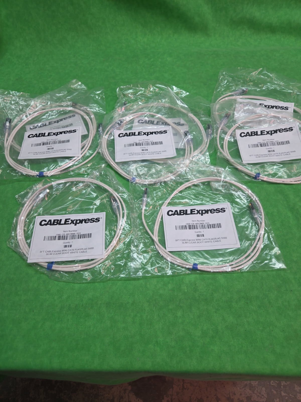 Ultra Slim CAT 6 UTP White Patch Cable 28AWG RJ45 Network 5 feet NEW LOT 9 PCS