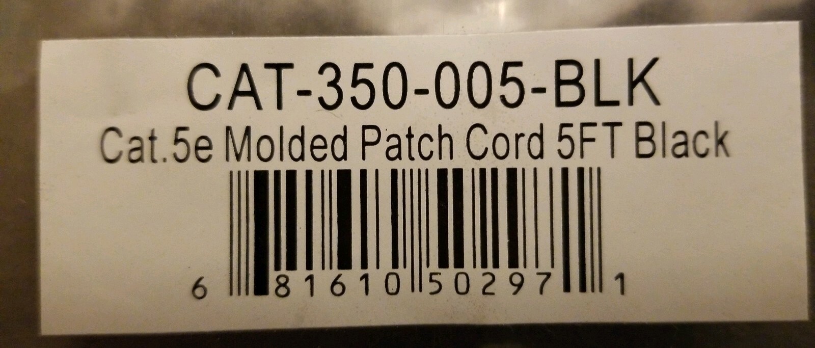 Category 5e Cat 5e Cat5e Ethernet LAN Molded Patch Black 5ft Cord Cable 350 MHz