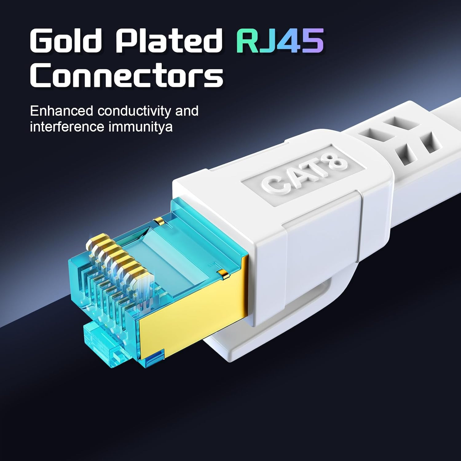 Cat 8 Ethernet Cable 100Ft – 40Gbps Shielded Flat RJ45 for Gaming & Streaming