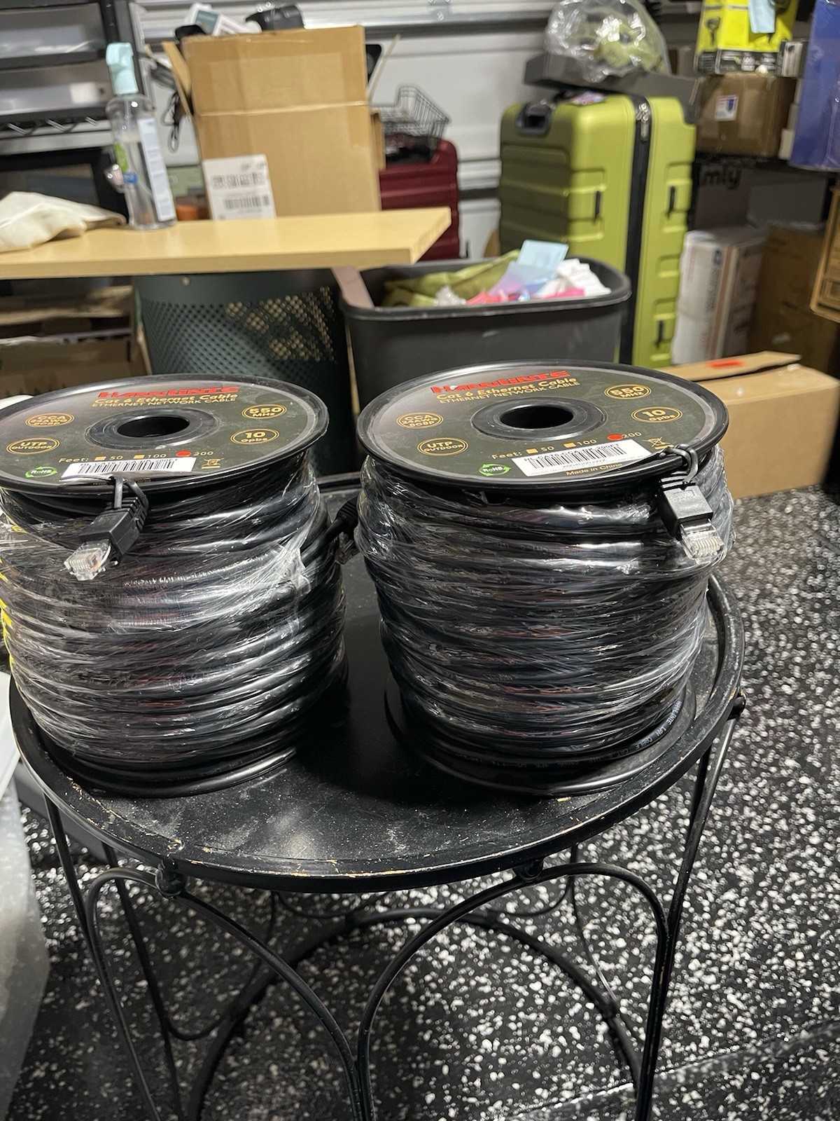 HANNLINTE Cat 6 Outdoor Ethernet Cable 200FT 24AWG 550MHz HL-CAT6-CCA-BK 1 Roll