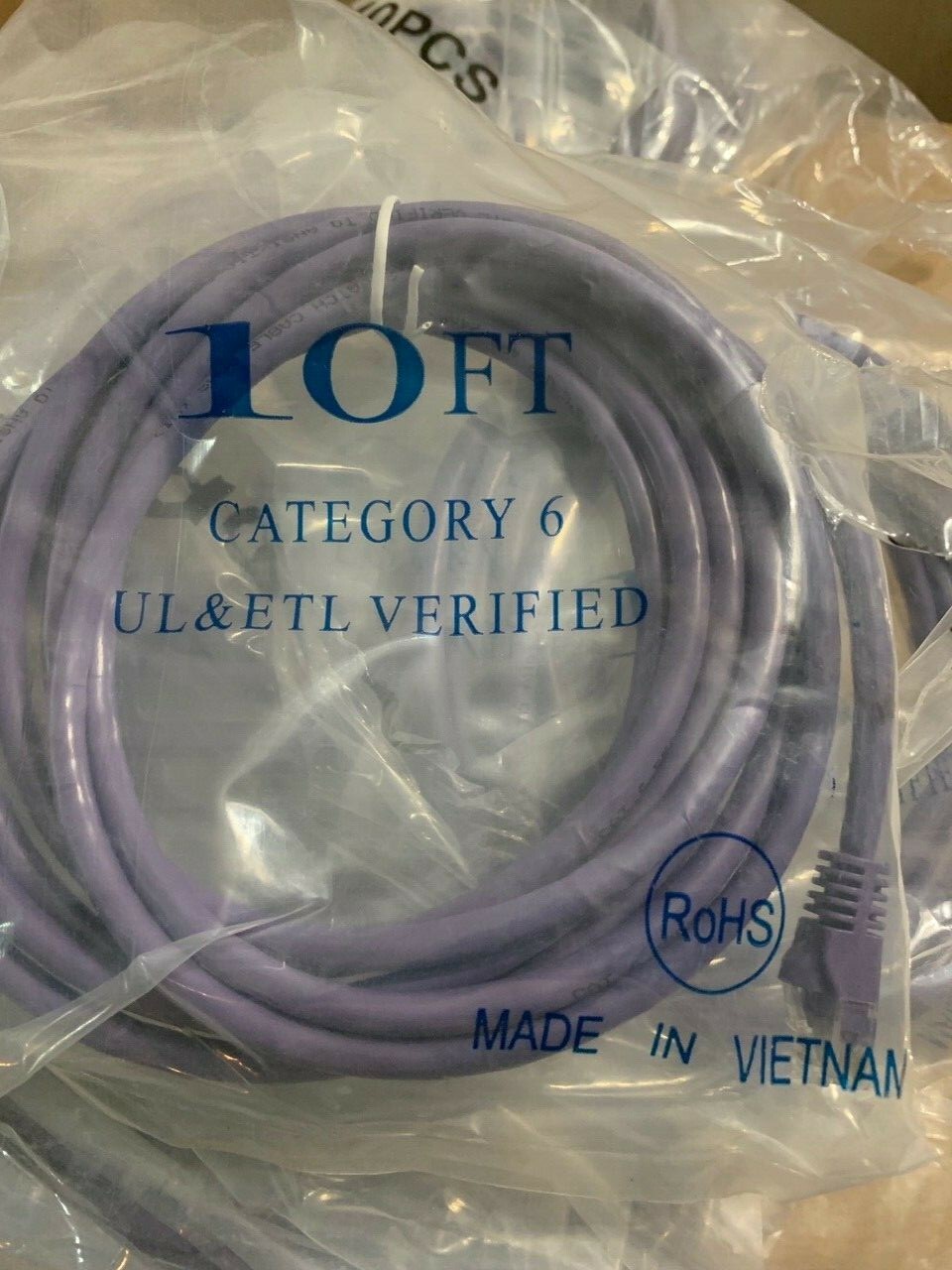 LOT OF TWO (2) 10ft Category 6 Ethernet Cable CAT 6 UL & ETL Verified RoHS NEW